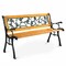 Costway Patio Park Garden Bench Porch Chair Outdoor Deck Cast Iron Hardwood Rose